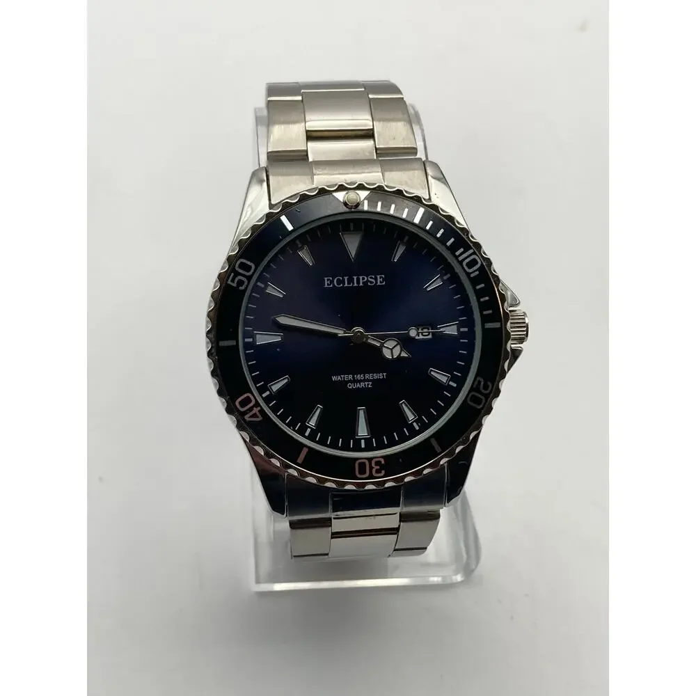 Eclipse Men Watch 42mm - Date Indicator - WR 165ft- Fresh Battery - Wrist 7-7.25